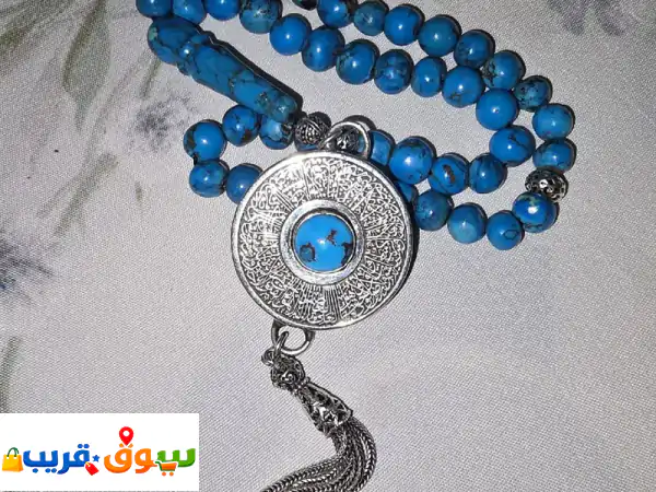 امتلك التاريخ: سبحة فيروز سيناوي قديم أصيلة 80+ عام | تحفة نادرة بفضة 925