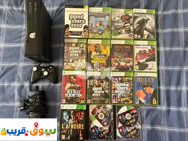 كنز العشاق: Xbox 360 S + مجموعة ألعاب كلاسيكية نادرة (GTA, RDR)...