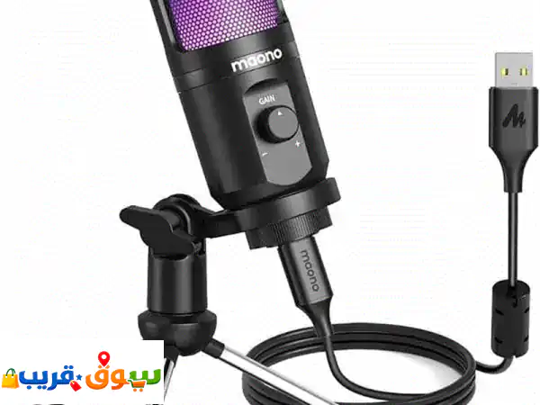 مايكروفون Maono بإضاءة RGB: ارتقِ بصوتك وأجواء بثك!...