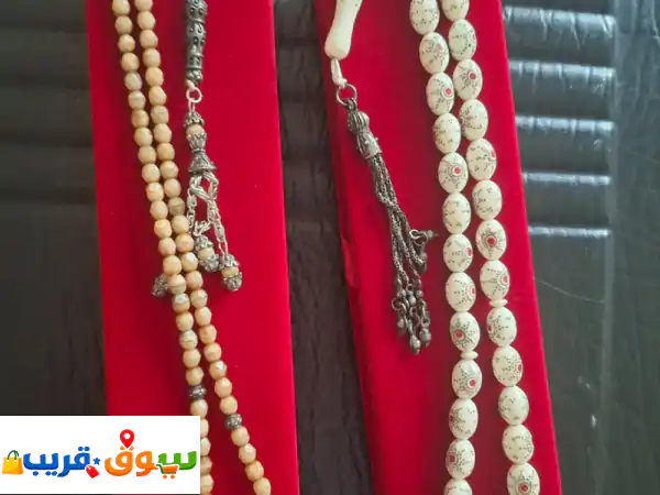 مسبحة عاج أصلية مرصعة بالفضة للبيع 10500
