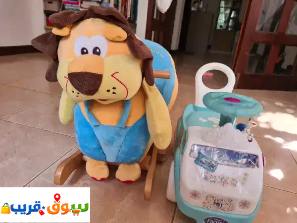 فرحة طفلك تبدأ هنا! كرسي هزاز خشبي متين وسيارة...