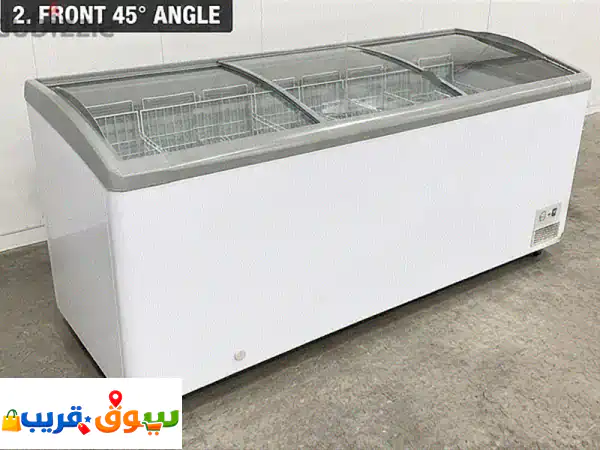 مجمد ساندن التجاري ذو الباب المنزلق الزجاجي المنحني