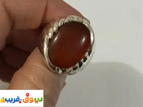 👑 اقتنِ الآن: خاتم فضة عقيق أحمر ملكي بنقوش...