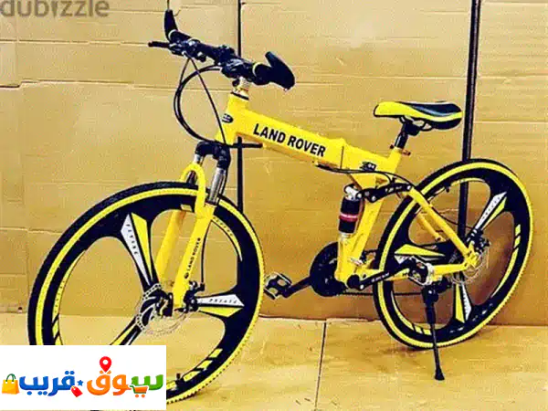 Folding Mountain Bike Black Yellow Double Shock Absorbing & Double Di